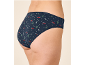 Gros plan sur une culotte bleu marine pour femme avec un motif de Noël festif