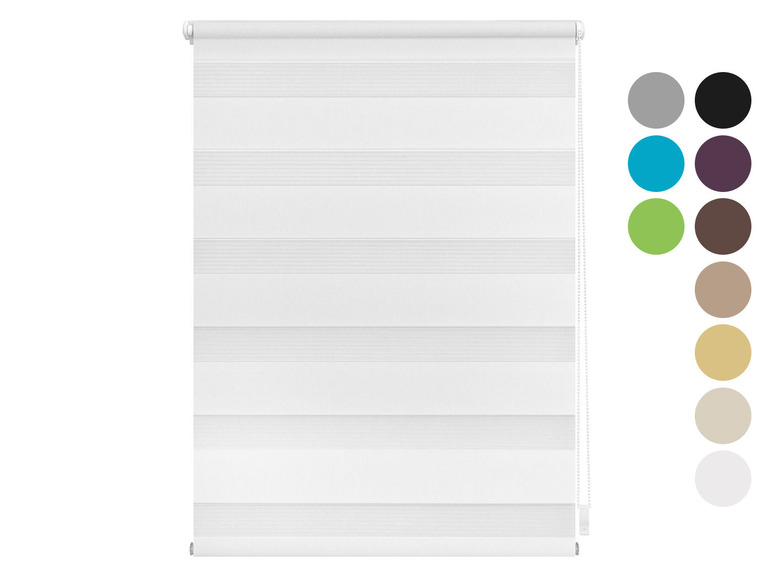 Store enrouleur blanc avec différentes options de couleur.