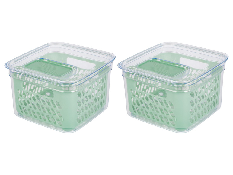 Deux boîtes de rangement vertes avec couvercle