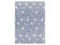 Tapis en peluche gris avec motif planètes et étoiles.