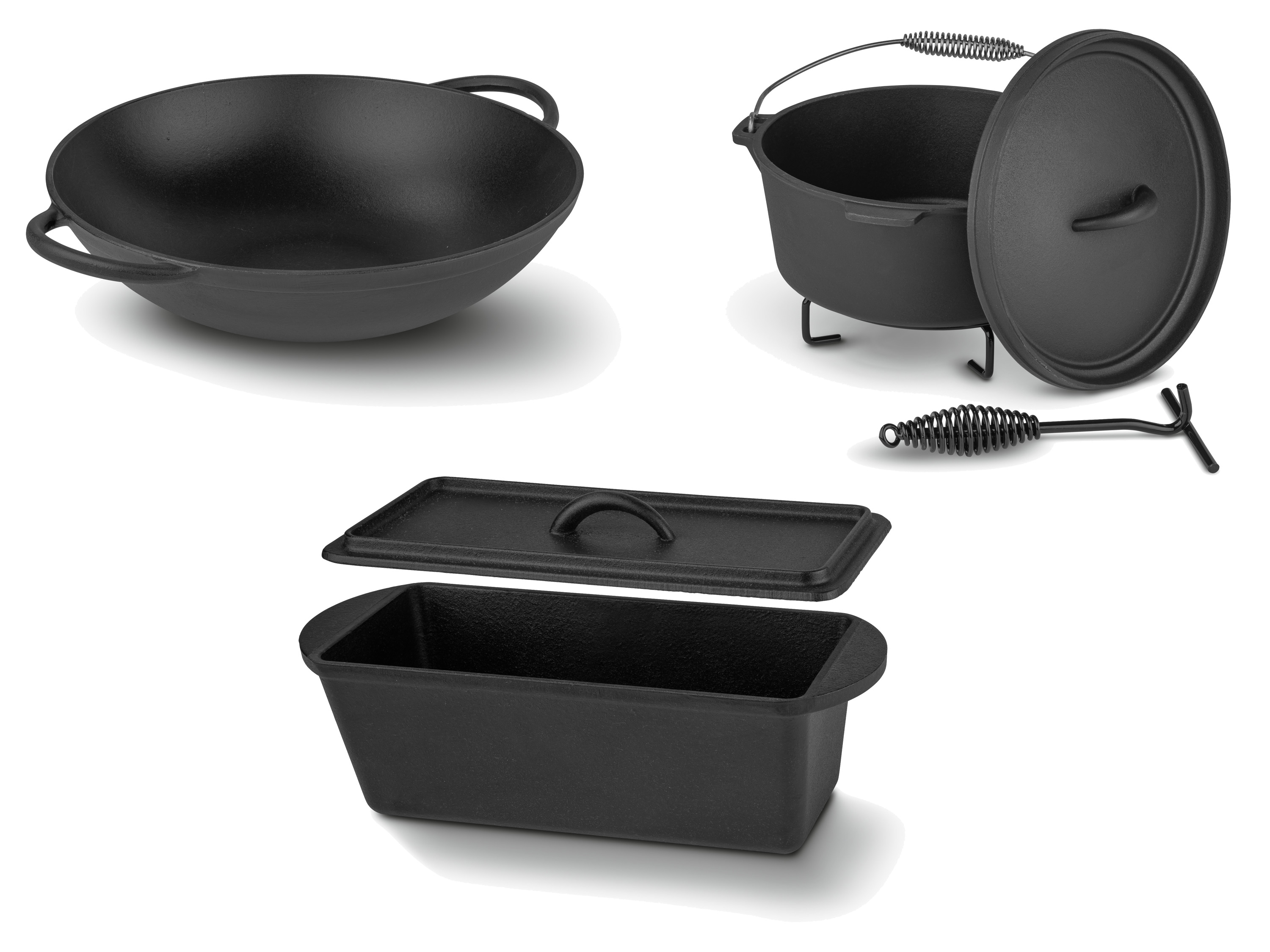 GRILLMEISTER Wok à barbecue ou cocotte rectangulaire ou four hollandais