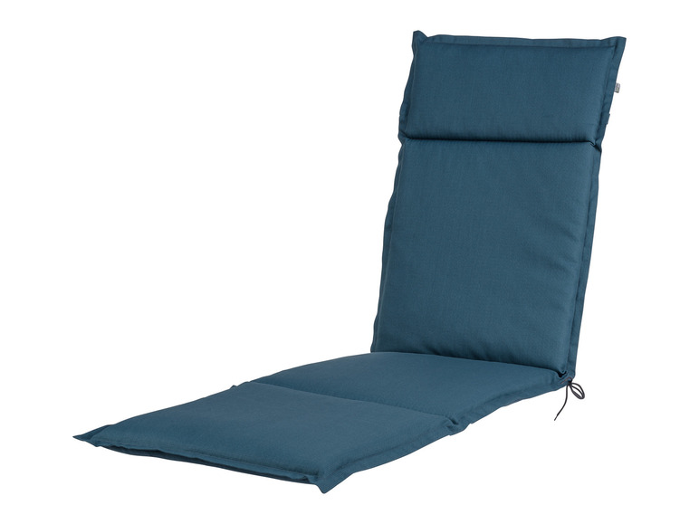 Un coussin de chaise et de dossier bleu foncé avec un cordon.