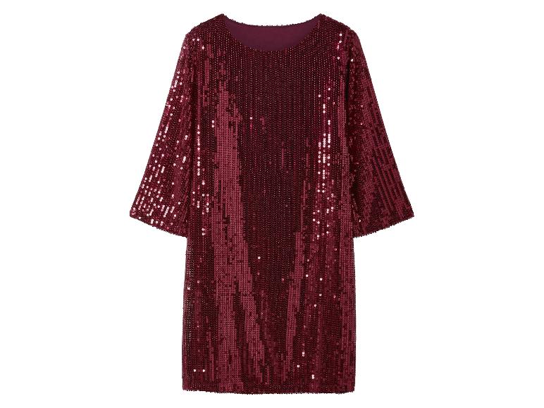 Robe bordeaux à sequins avec manches trois-quarts