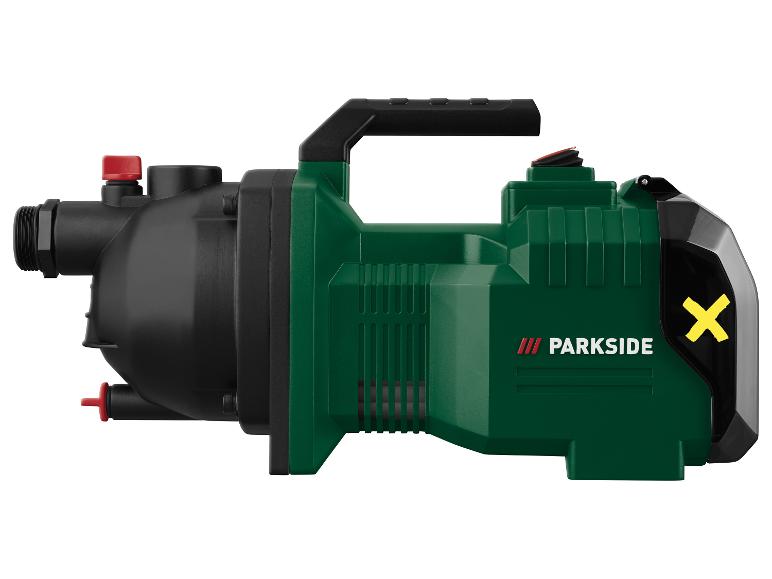 Pompe à eau Parkside verte et noire avec des accents rouges