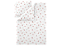 Parure de lit avec motif teckel et flocons de neige.