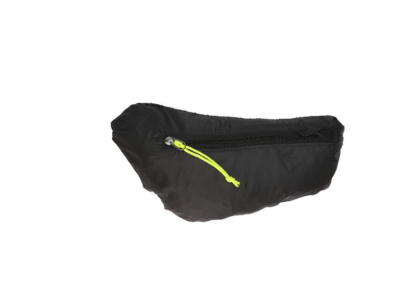 Sac banane noir avec fermeture éclair et tirette fluo.