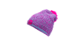 Bonnet tricoté avec pompon rose et violet