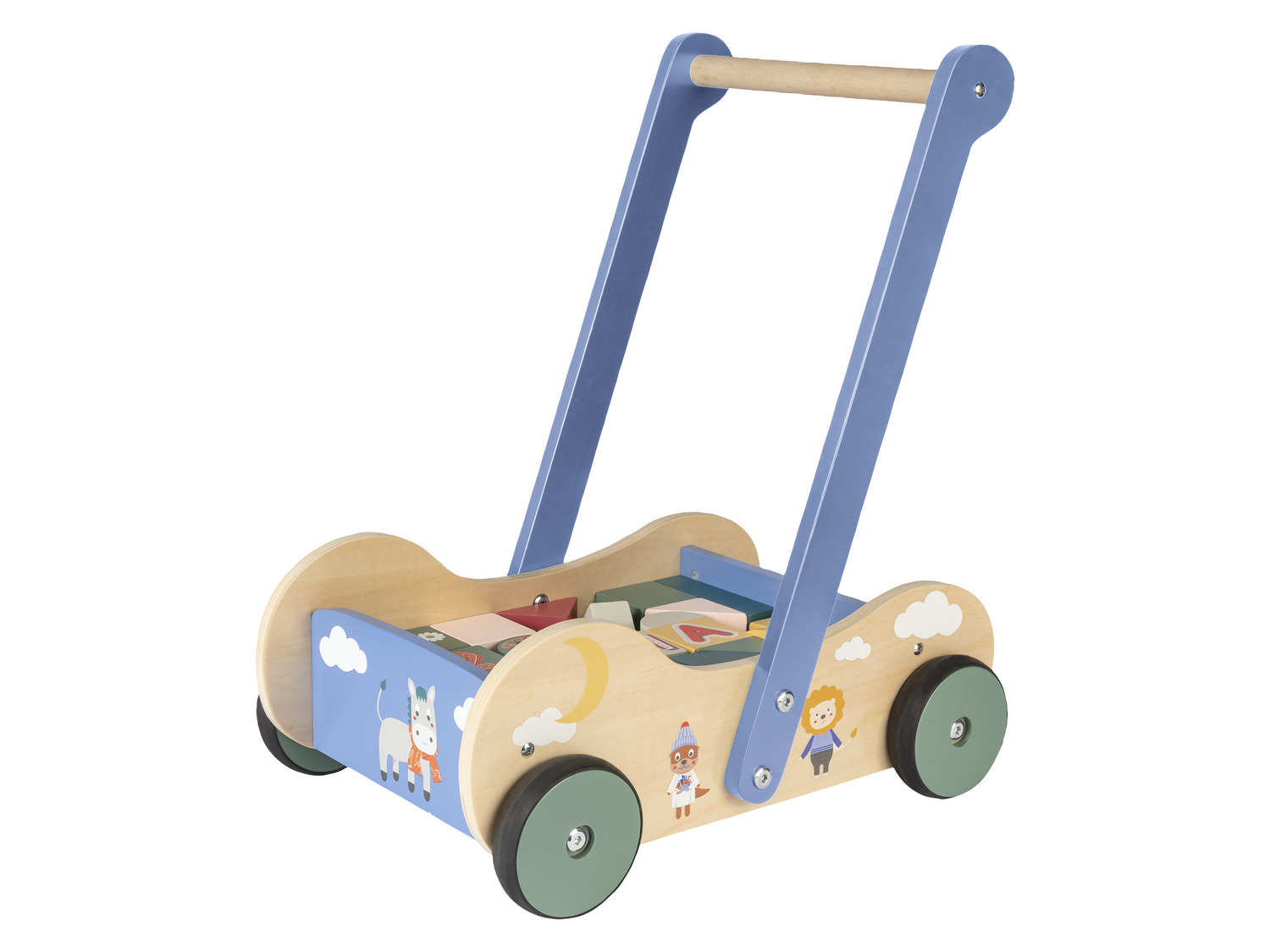 lupilu Chariot a pousser ou cube de motricite en bois