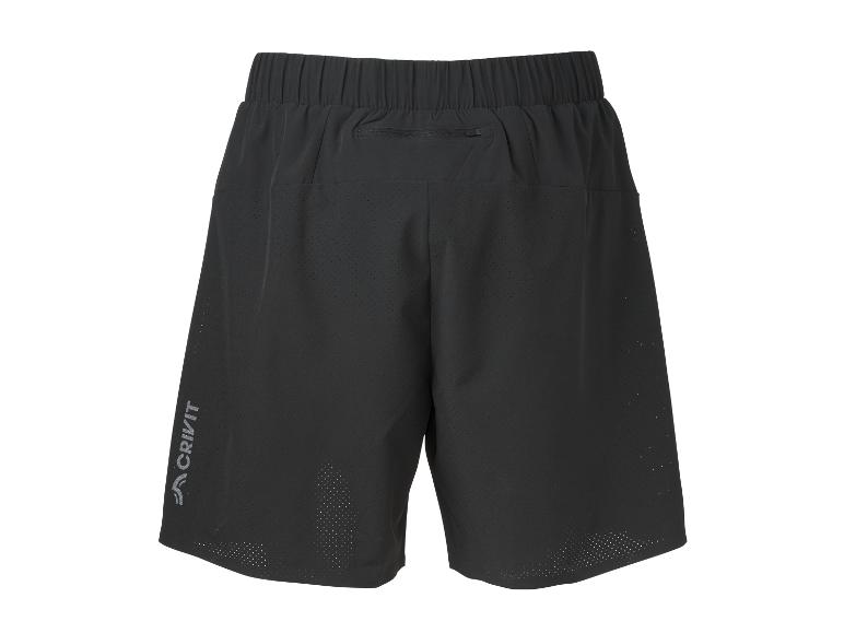 Short de sport noir avec taille élastique et poche arrière zippée.