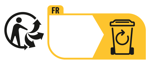 Étiquette FR avec pictogrammes de recyclage.