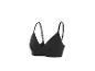 Soutien-gorge noir côtelé sans armatures avec bretelles réglables.