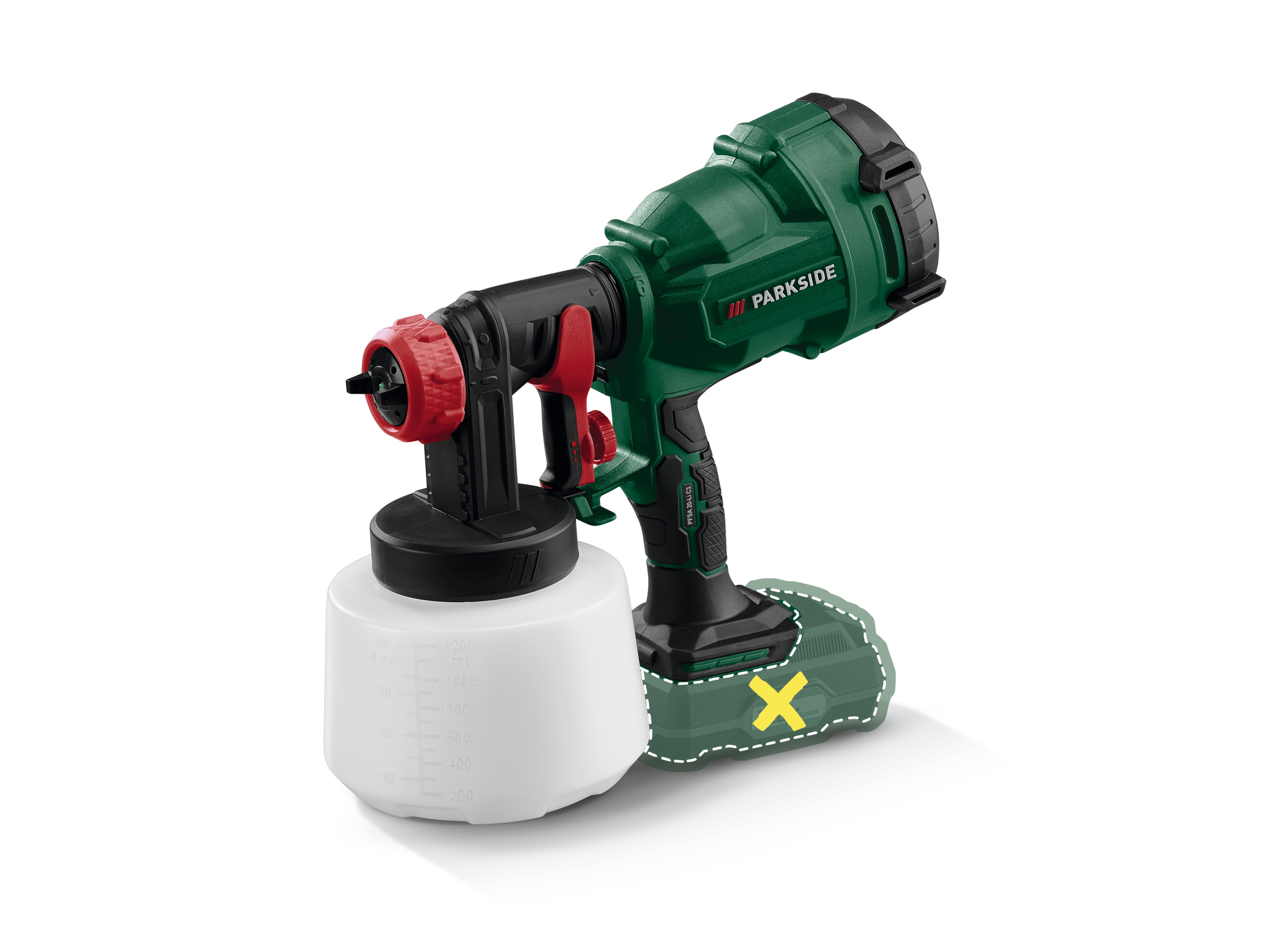 PARKSIDE® Pistolet à peinture sans fil PFSA 20-Li C3, 20 V