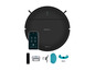 Un aspirateur robot Cecotec Conga noir avec accessoires.