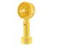 Ventilateur de table jaune rechargeable.