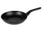 Poêle noire antiadhésive avec manche ergonomique.