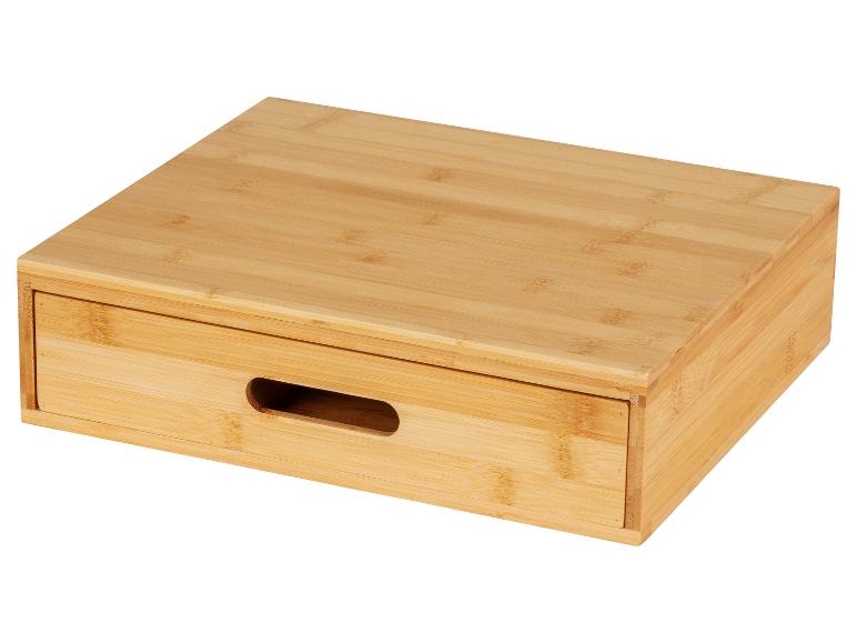 Boîte de rangement en bambou avec tiroir.