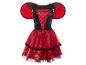 Une robe rouge à pois noirs avec des ailes pour un costume de coccinelle.