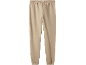 Pantalon de survêtement beige avec taille élastique et poignets élastiques.