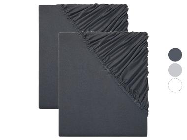 LIVARNO home Lot de 2 draps-housses en jersey 180-200 x 200 cm
