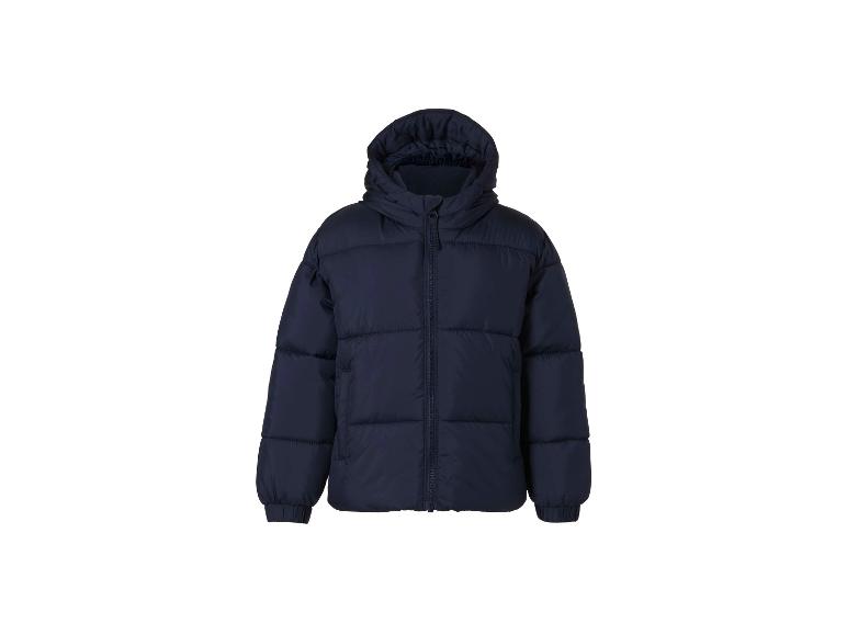 Doudoune bleu marine avec capuche.