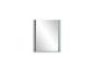 Miroir rectangulaire avec cadre gris-vert et étagère inférieure.