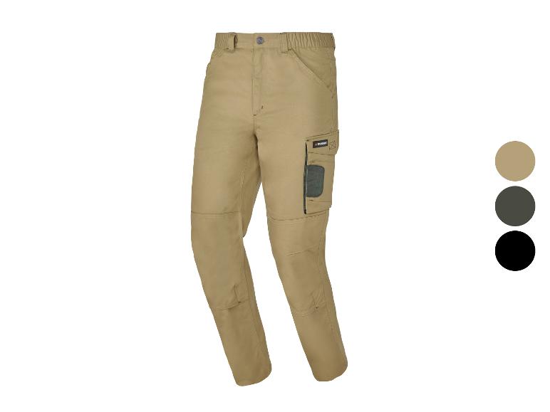 Pantalon de travail Parkside beige avec poches latérales et genoux renforcés, disponible en trois couleurs.