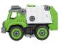 Camion poubelle jouet vert et blanc avec vis visibles