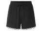 Shorts noirs à cordon et bordure festonnée.