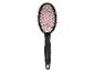 Brosse à cheveux ovale noire avec poils roses et manche texturé