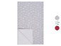 Nappe grise à motif de sapins de Noël blancs, avec deux autres options de motifs présentées.