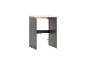 Table de bar haute avec plateau en bois clair et base gris foncé.