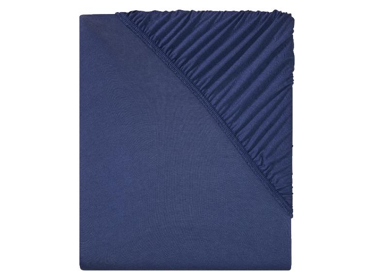 Drap-housse bleu marine en jersey.