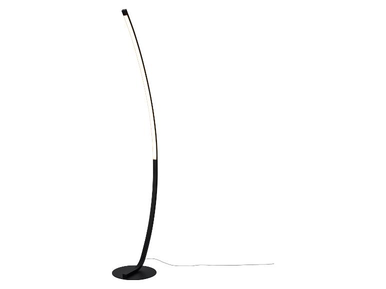 Lampadaire LED incurvé noir sur fond blanc