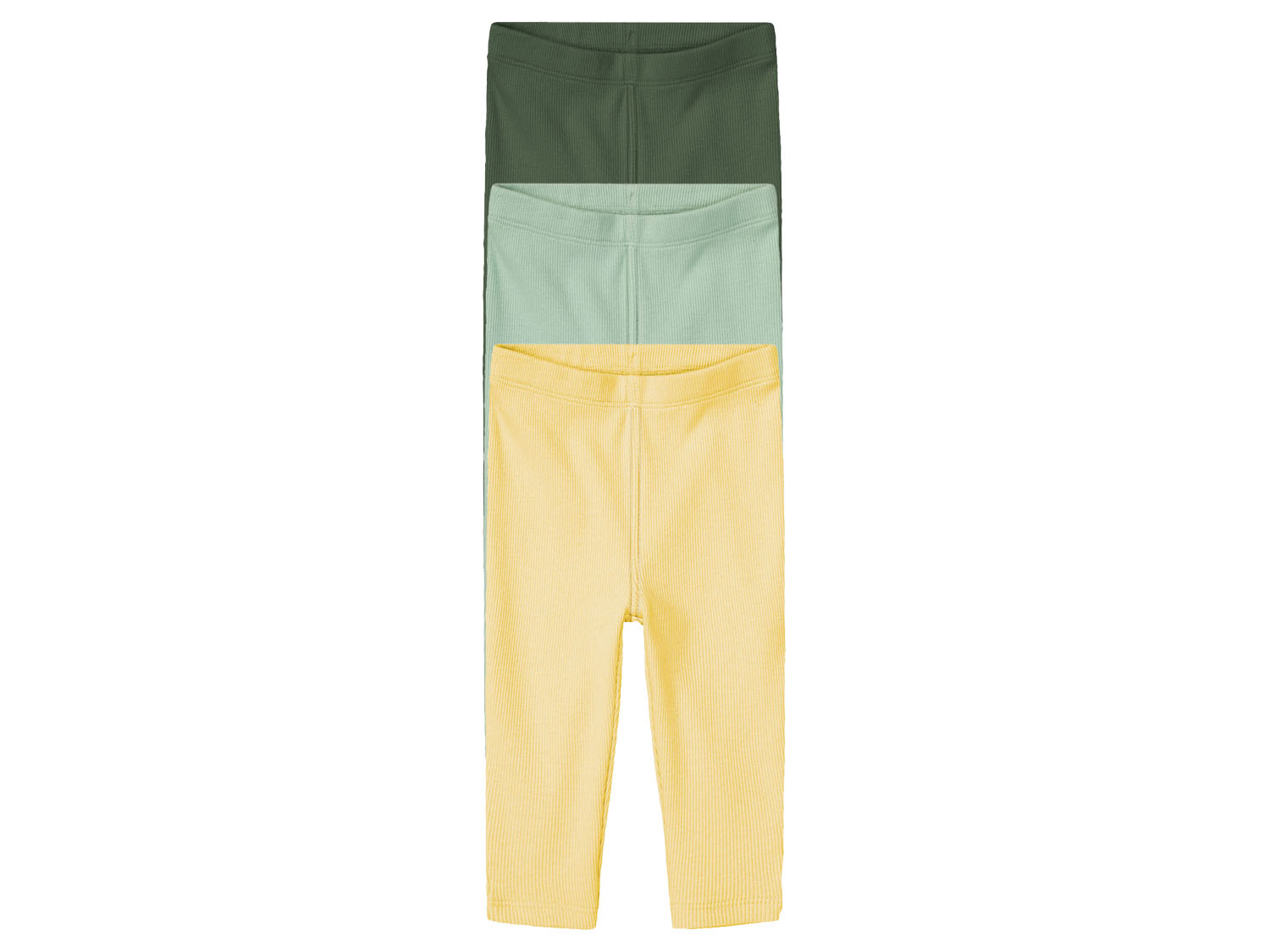 lupilu® Lot de 3 leggings côtelés bébé (50/56, vert/vert clair/jaune)