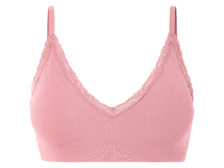 Un bralette rose avec de la dentelle.