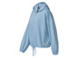 Sweat-shirt bleu clair à capuche et cordon de serrage.