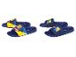 Claquettes de plage Lidl Trek : modèle bleu marine avec motifs géométriques.