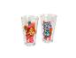 Deux verres transparents décorés de personnages de Pat' Patrouille.