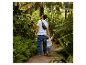 Un père et son fils se promènent dans une jungle luxuriante.