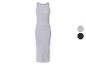 Robe midi côtelée sans manches en gris et noir