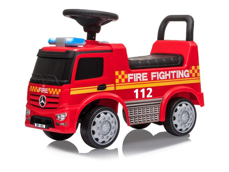 Camion de pompier rouge jouet avec le numéro 112.