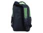 Sac à dos noir et vert, design pixelisé.