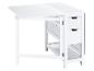 Table pliante blanche avec tiroirs et étagère.