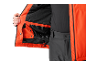 Ensemble veste et pantalon de ski homme, veste ouverte avec doublure orange.