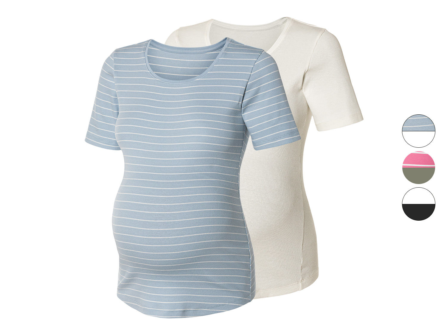 esmara® Lot de 2 t-shirts de grossesse côtelés femme