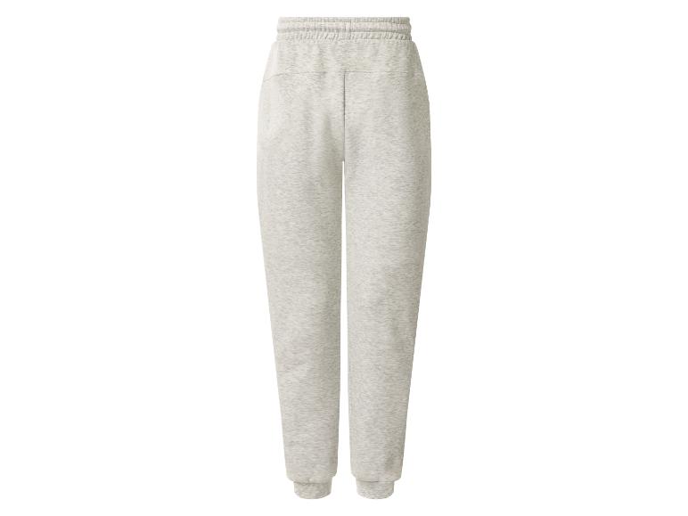 Pantalon de jogging gris avec taille et chevilles élastiques.