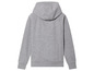 Un sweat-shirt gris à capuche et à fermeture éclair