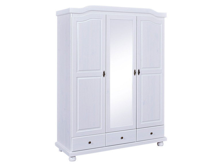 Armoire blanche à trois portes et trois tiroirs