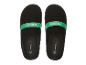 Pantoufles Parkside noires avec bande verte.