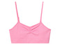 Un soutien-gorge de sport rose avec des bretelles fines.